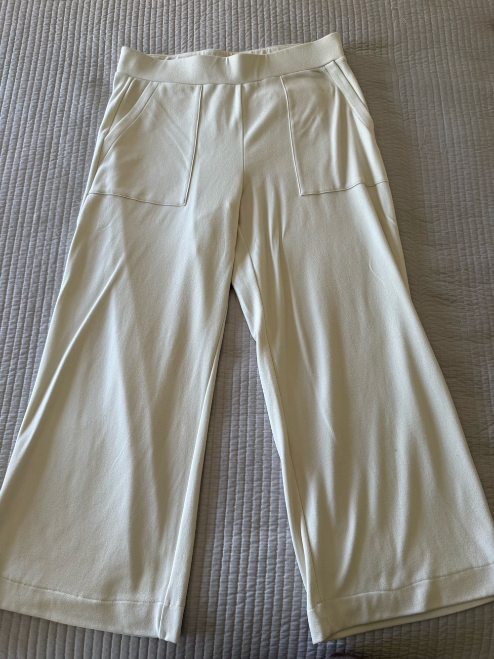 Cabi Cream Flannel Wide-Leg Pull-On Pants